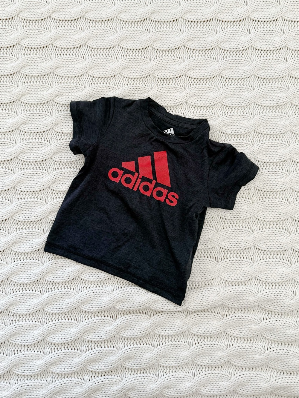 adidas Black Tee with Red Logo - Short Sleeve Kids